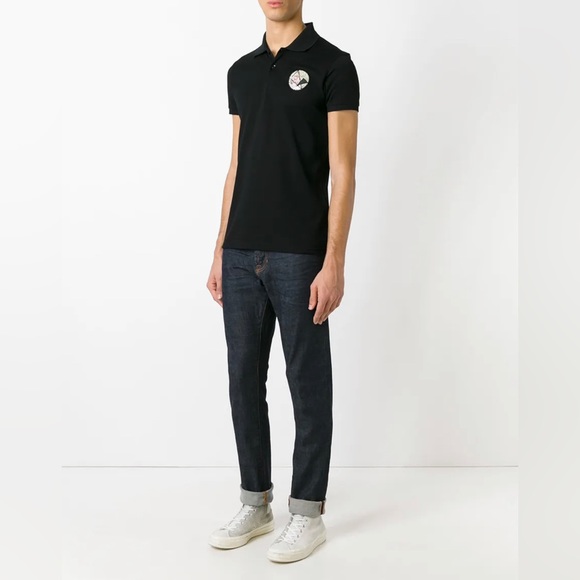 Saint Laurent / Never Say Never Glitter Patch Black Polo - Picture 4 of 6